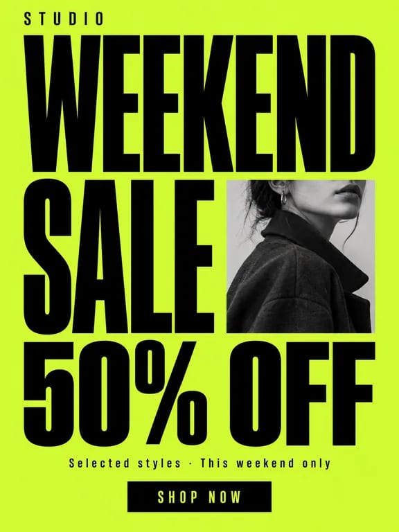 High-contrast clothing sale poster