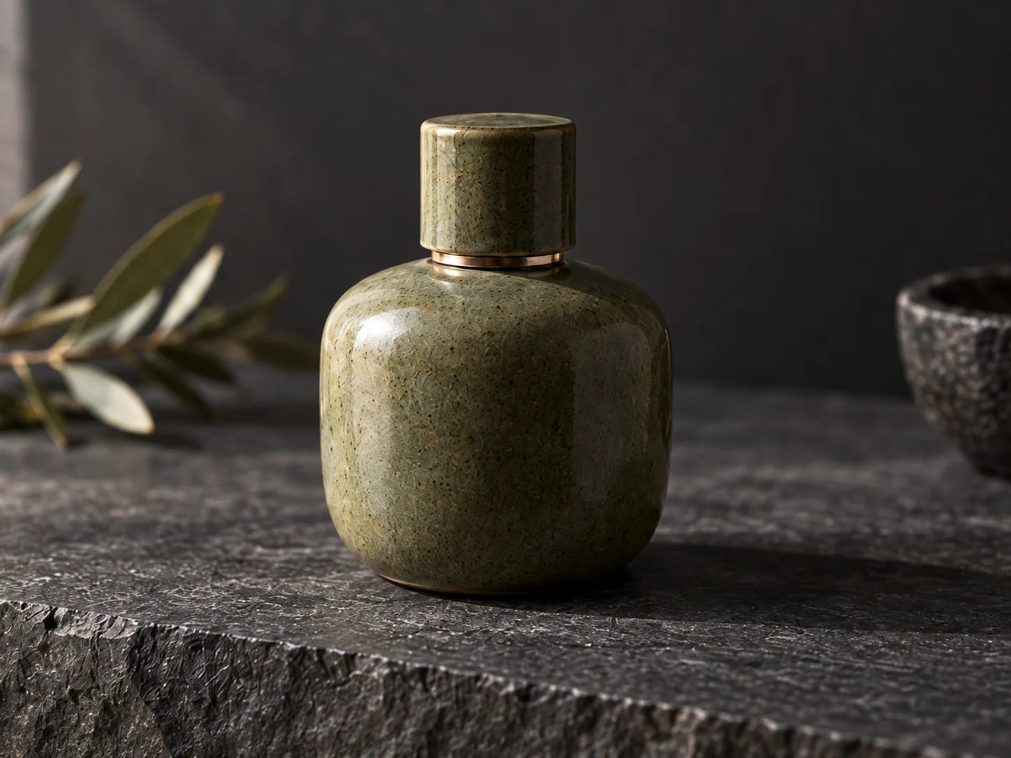 Ceramic perfume bottle with a textured glaze